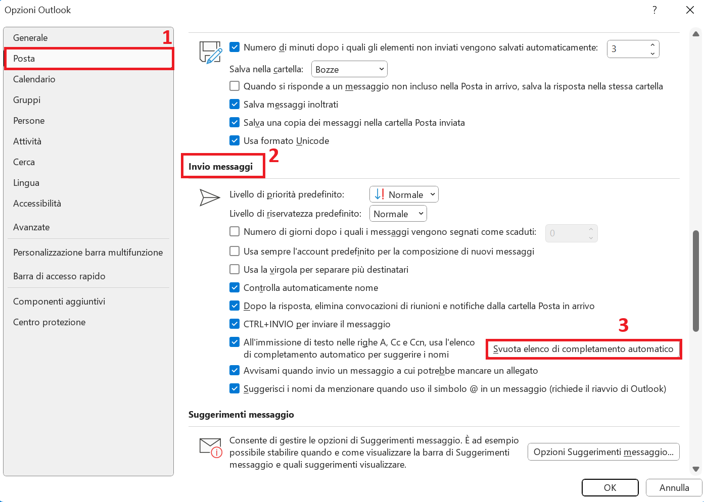 Pulsante per svuotare l’elenco di completamento automatico Immagine: Pulsante per svuotare l’elenco di completamento automatico