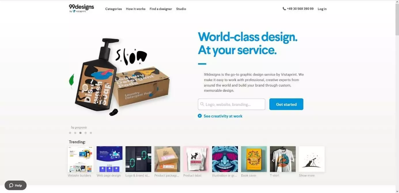 Immagine: Homepage della piattaforma di crowdsourcing 99designs